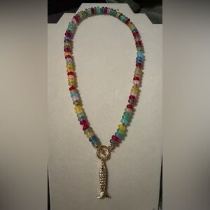 Free People Fish Charm Beaded Necklace